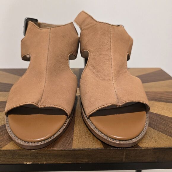 FRANCO SARTO BROWN LEATHER COMFORT SANDALS SIZE 8.5 M Womens Block Heel Boho - Picture 4 of 13